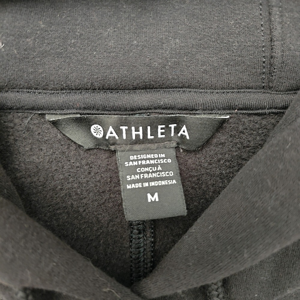 Athleta Retroplush Cocoon Sleeveless Hoodie Sweatshirt Black Medium 882487-01 - Picture 3 of 11